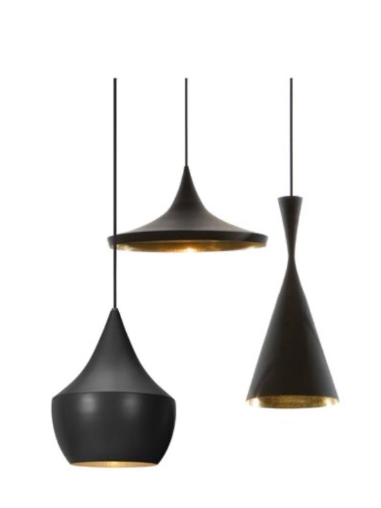 plata Other - Modern Black Pendant Light Set with Gold Interior - Plata Decor